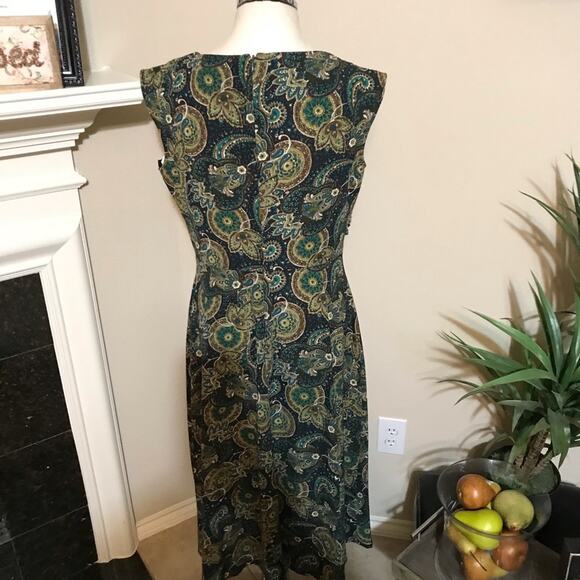 Julian Taylor Vintage paisley print sleeveless cap sleeve dress size 14 - Picture 4 of 8